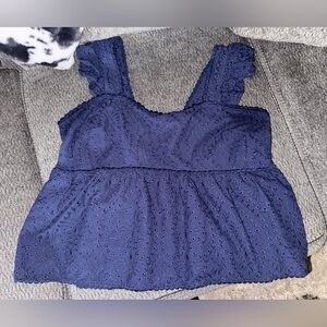 Torrid Dark Blue Eyelet Tank Top